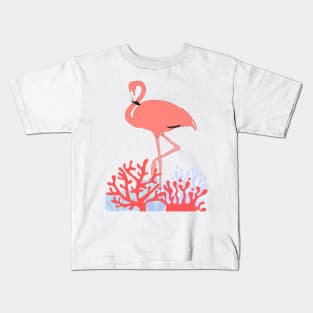 Flamingo Tropical Beach  Coral Reef Kids T-Shirt